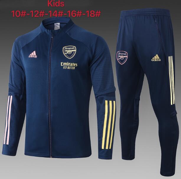 Arsenal Kids Dark Blue Jacket and Pants Youth Training Kits 2020/21